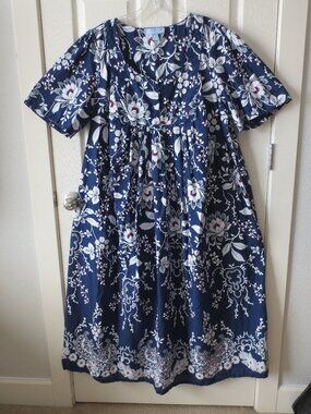 Only Necessities Long Dress Plus Size 1X (22-24) 100% Cotton Floral NEW